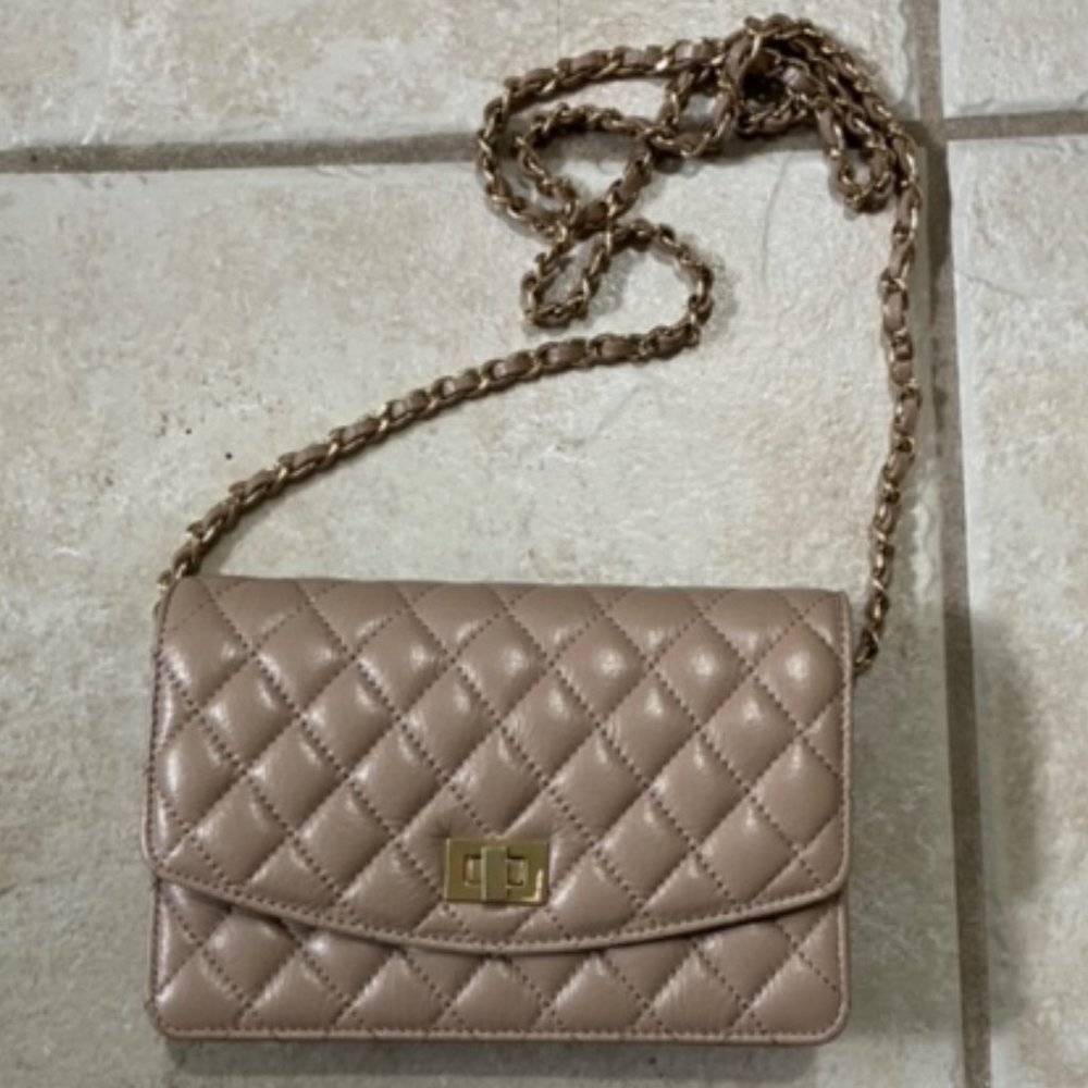 Made in Korea Quilted Leather WOC in Taupe